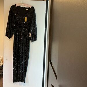 Alexia Admor Black Sequin Long Sleeve Dress